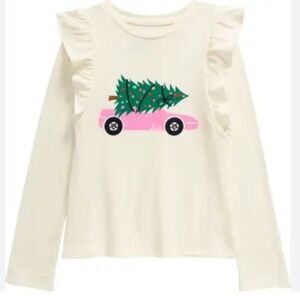 Tucker and Tate Ivory Barbie Holiday Graphic ruffled long sleeve t-shirt size 4